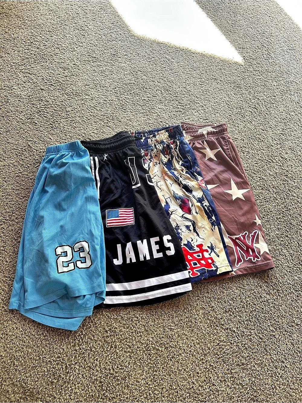 Kids Graphic Athletic Shorts 4-Piece Set in Blue & Black